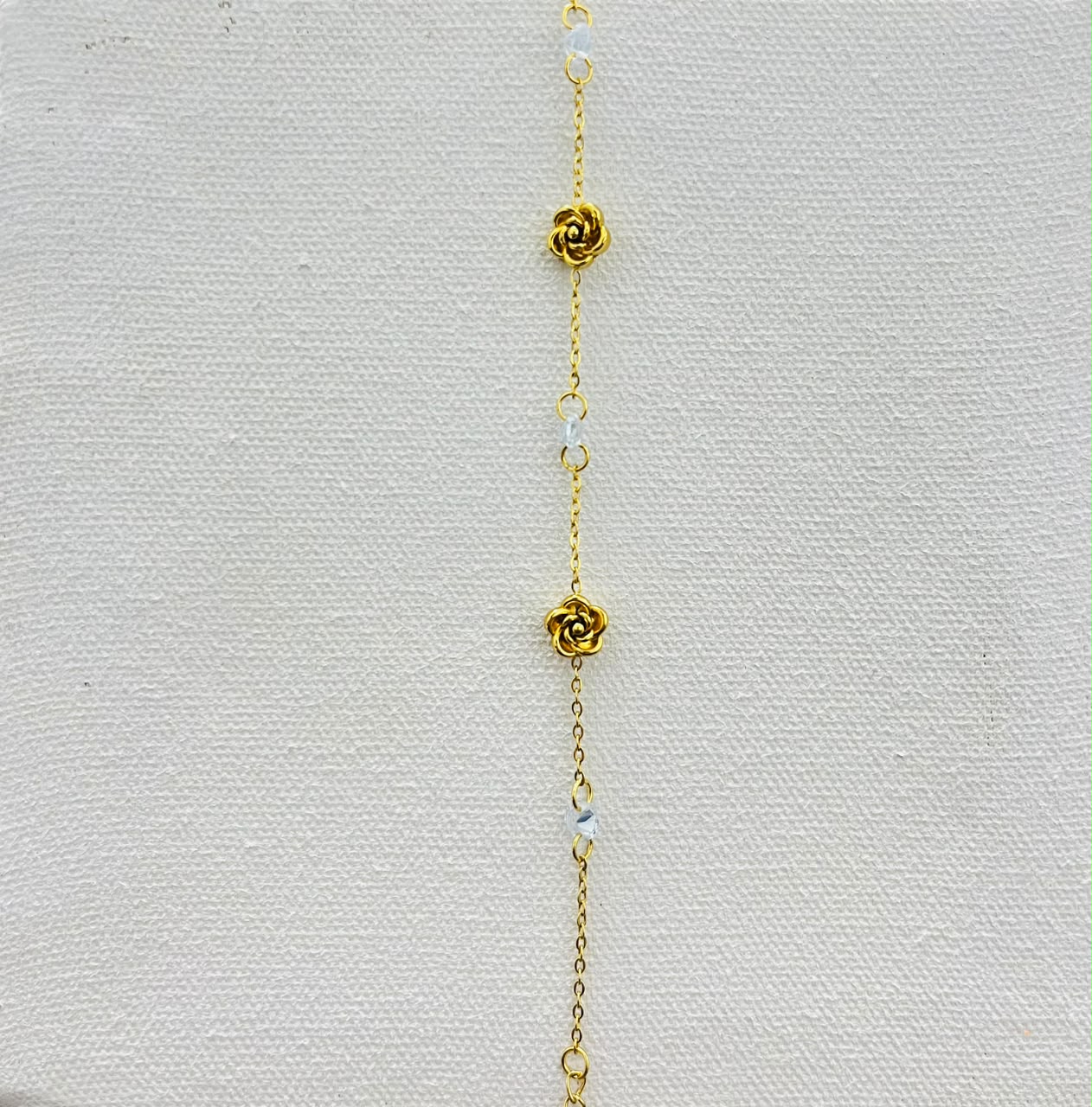 Gold Plated Rose & Bead Bracelet (stainless steel)