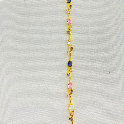 Elegant Pastel Tulip Gemstone Bracelet  (stainless steel)