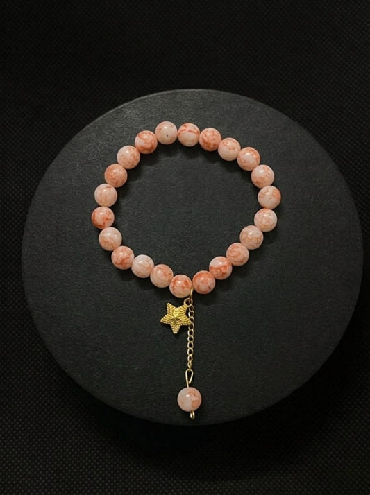 Peach Star charm Beads bracelet