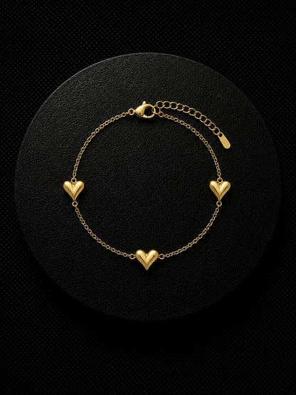 Golden Heart Charm Bracelet