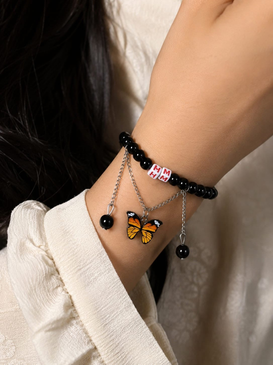 Customized Alphabet Butterfly charm bracelet