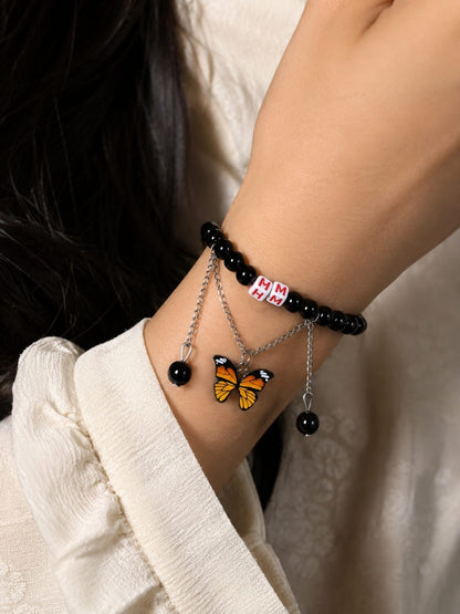 Customized Alphabet Butterfly charm bracelet