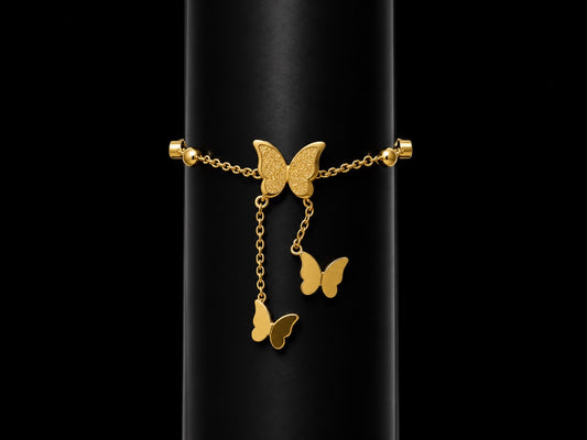 Gold Butterfly Crystal Chain Bracelet (stainless steel)
