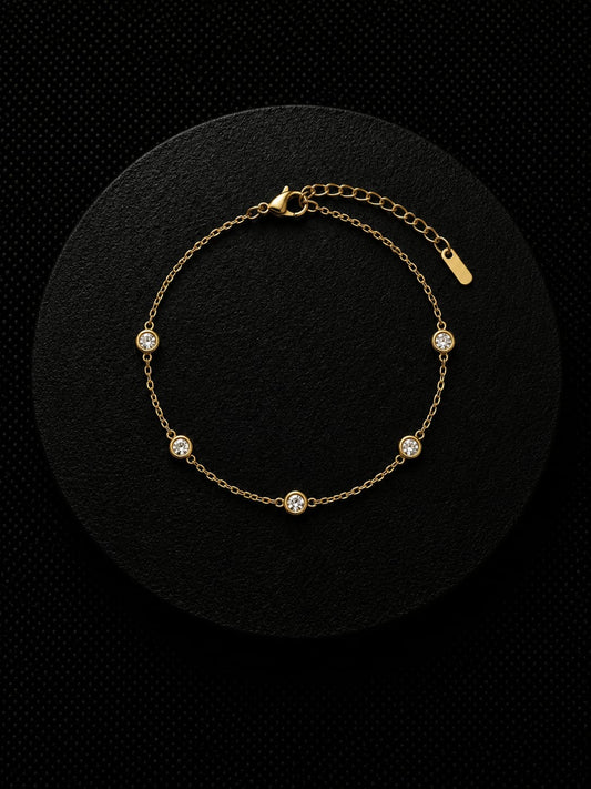 Golden Crystal Charm Bracelet