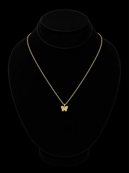 Gold Butterfly Pendant Necklace (stainless steel)