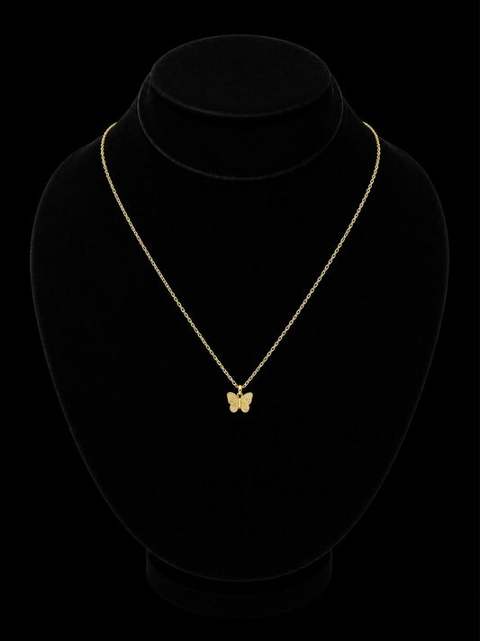 Gold Butterfly Pendant Necklace (stainless steel)