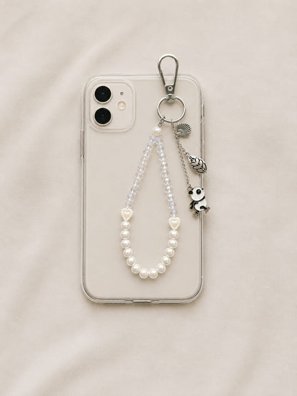 Pearl & Crystal Panda Phone Charm