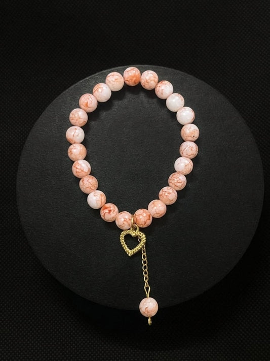 Peach Heart Charm Bracelet