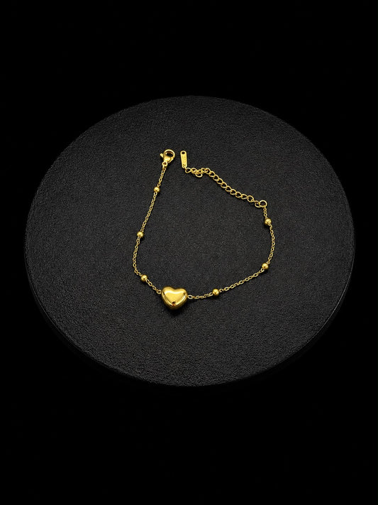 Golden Heart Pendant Satellite Chain Bracelet (stainless steel)