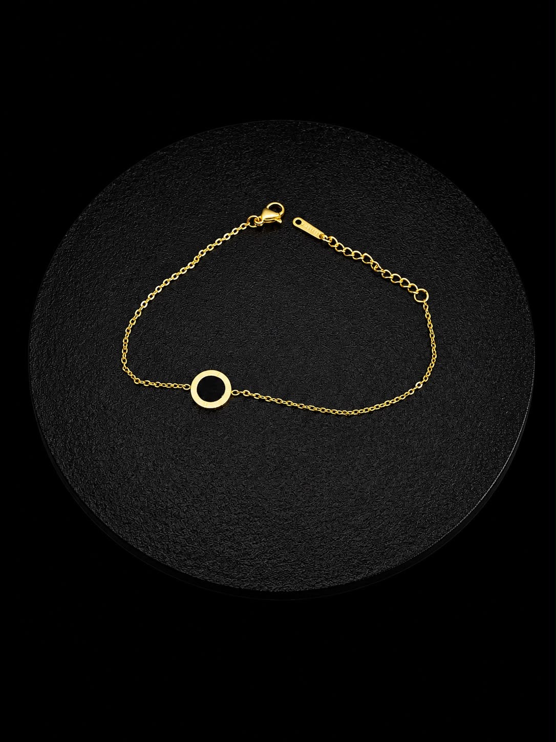 Roman Numeral Black Charm Bracelet (stainless steel)