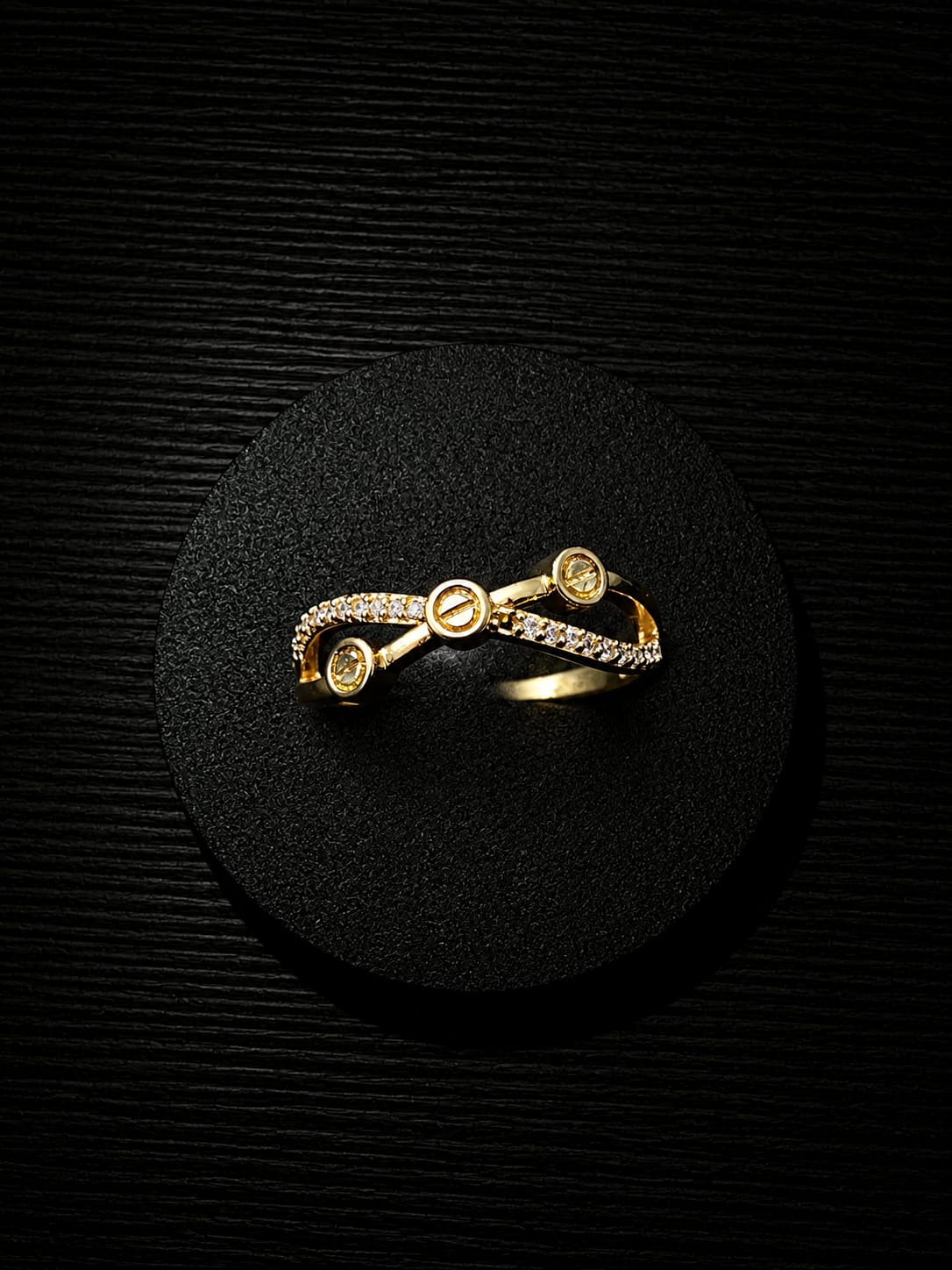 Gold Cross Crystal Ring
