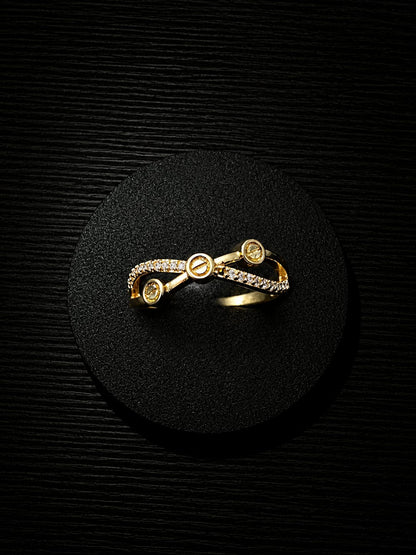 Gold Cross Crystal Ring