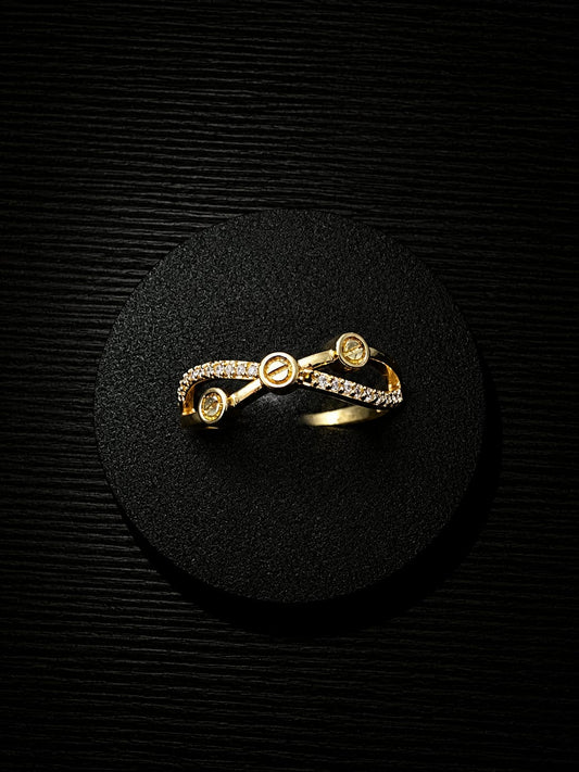 Gold Cross Crystal Ring